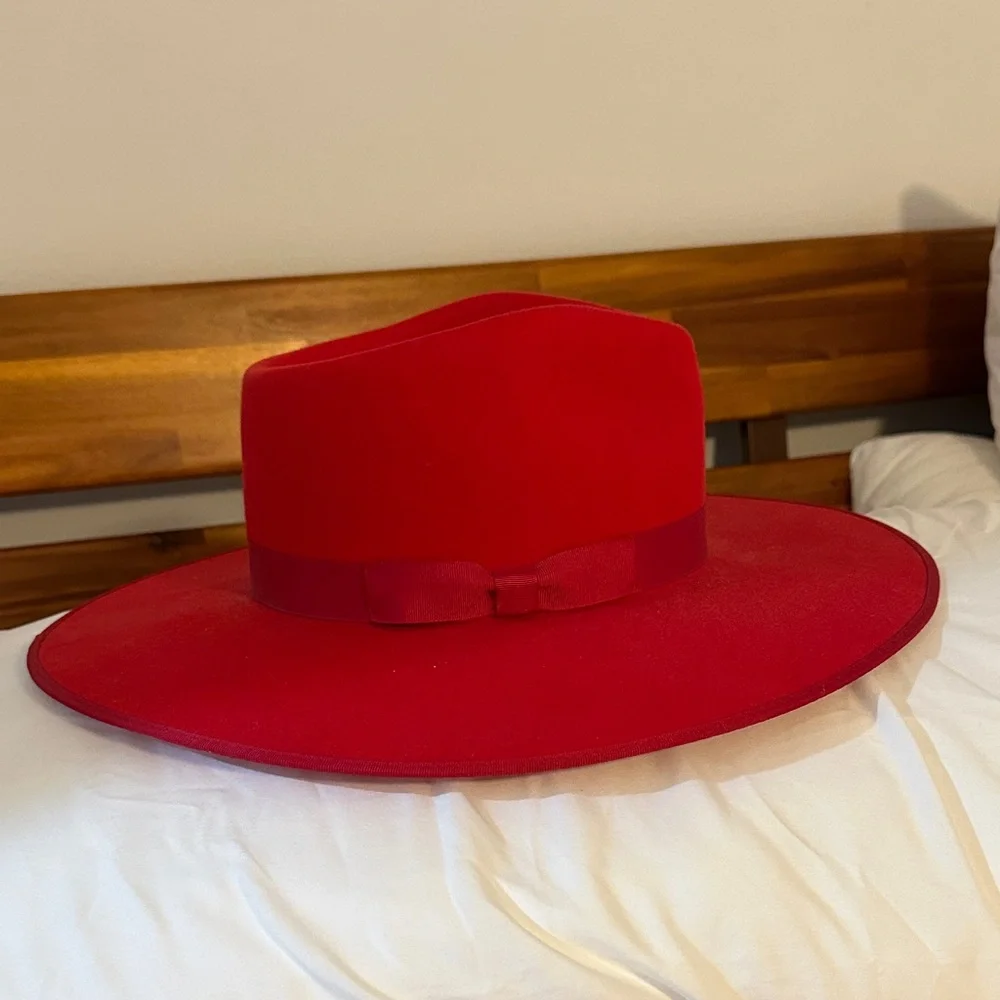 Lack Of Color Red Wide-Brim Hat - Picture 3 of 4